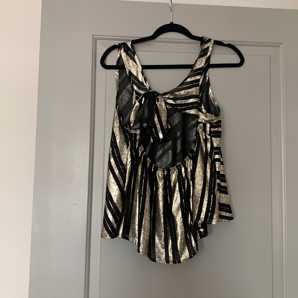 Black and Gold Striped Sheer Top - Picture 3 of 4